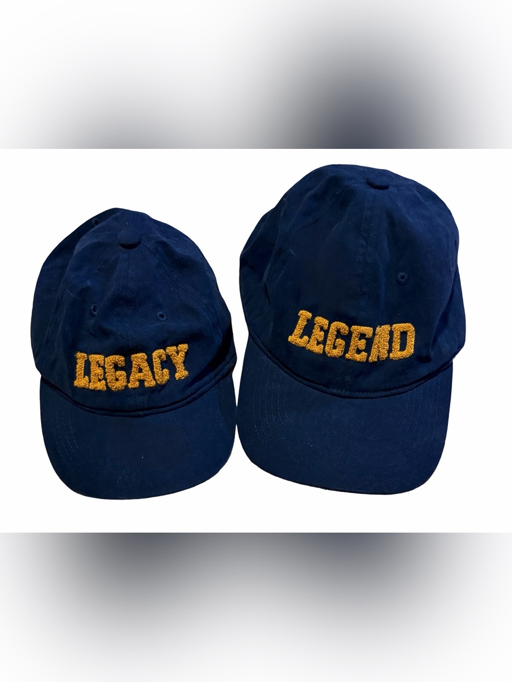 Set of 2 Baseball Hats 'Legend' Adult 'Legendary' ChiId Adjustable Canvas